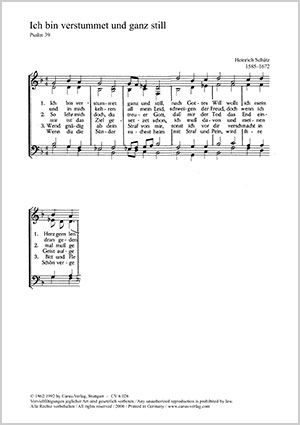 Heinrich Schütz: Ich bin verstummet; Mein Herz dichtet ein Lied - Noten | Carus-Verlag