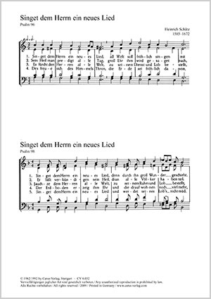 Heinrich Schütz: Der Herr sprach; Singet dem Herrn - Sheet music | Carus-Verlag
