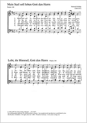 Alles, was Odem hat; Lobt, ihr Himmel; Mein Seel soll loben aus: Becker-Psalter Partitur