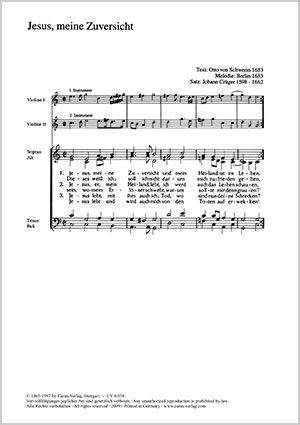 Crüger: Jesus, meine Zuversicht / Ein feste Burg / Fröhlich soll / Ebeling: Du meine Seele Partition