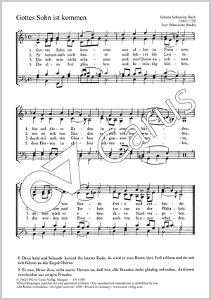 Bach: Gottes Sohn ist kommen / Gesius: Nun jauchzet Partitur