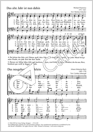 Bach: Das neugeborne Kindelein / Gesius: Freut euch / Praetorius: Das alte Jahr Partition