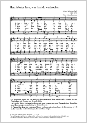 Bach: Herzliebster Jesu / Vopelius: Du großer Schmerzensmann Score