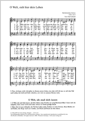 Bach: O Traurigkeit, o Herzeleid / Gesius: O Welt, sieh hier - Noten | Carus-Verlag