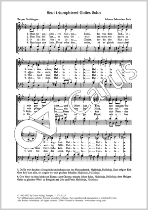 Bach: Heut triumphieret / Helder: Du starker Held / Vulpius: Erstanden ist der heilig Christ - Noten | Carus-Verlag