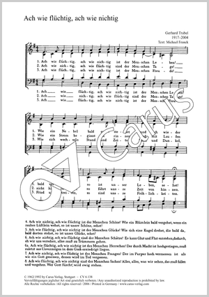 Bach / Trubel: Ach wie flüchtig Score