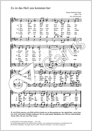 Bach / Schein: Es ist das Heil uns kommen her Score