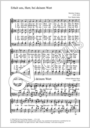 Bach / Vulpius: Erhalt uns, Herr / Bach: Vater unser Score