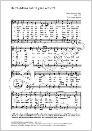 Bach / Schein: Durch Adams Fall ist ganz verderbt Score