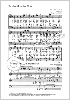 Bach: Du aller Menschen Vater / Gumpelzhaimer: Wie lang, o Gott Partitur