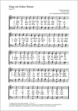 Goudimel: Singt mit froher Stimm / Schütz: Ach Gott, der du vor dieser Zeit - Noten | Carus-Verlag