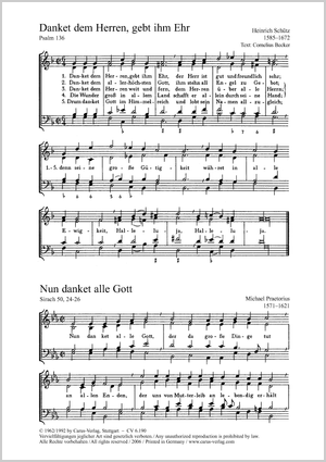 Praetorius: Nun danket alle Gott / Schütz: Danket dem Herrn Partitur