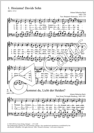 Johann Sebastian Bach: Hosianna; Kommst du; Nun komm, der heiden Heiland - Noten | Carus-Verlag