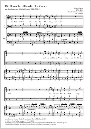 Joseph Haydn: Die Himmel erzählen die Ehre Gottes - Noten | Carus-Verlag
