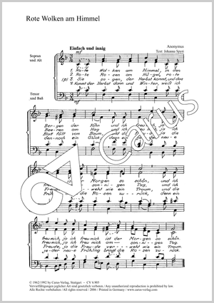 Beethoven: Opferlied / Anon.: Rote Wolken - Noten | Carus-Verlag