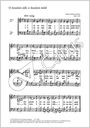 Bach: O Jesulein süß / Weßnitzer: Das ist ein sel'ge Stunde Partitur