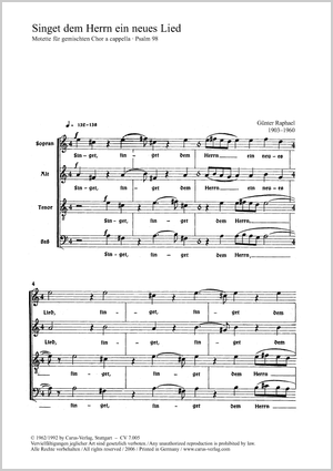 Günter Raphael: Singet dem Herrn ein neues Lied - Noten | Carus-Verlag
