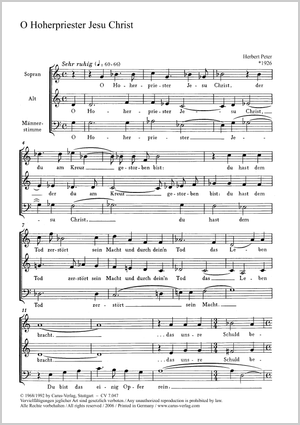 O Hoherpriester Jesu Christ Partitur