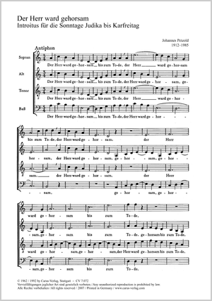 Johannes Petzold: Introitus für die Sonntage Judika bis Karfreitag - Noten | Carus-Verlag