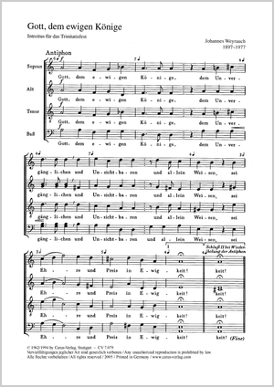 Gott, dem ewigen Könige Introitus für das Trinitatisfest Partitur