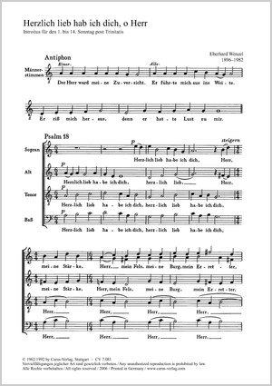 Herzlich lieb habe ich dich Introitus für den 1. bis 14. Sonntag post Trinitatis Partitur