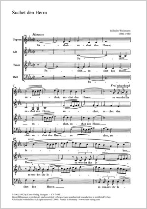 Wilhelm Weismann: Suchet den Herrn - Noten | Carus-Verlag
