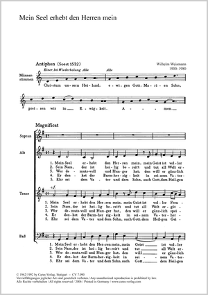 Mein Seel erhebt den Herren mein Magnificat Partitur