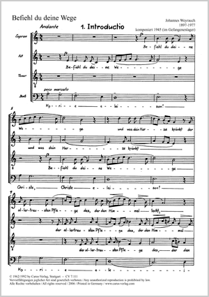 Befiehl du deine Wege Score