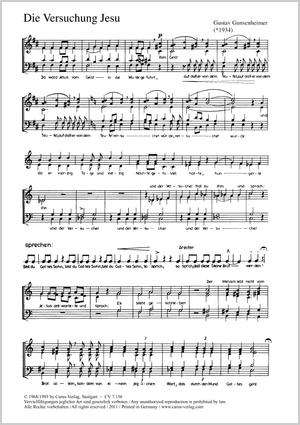 Gustav Gunsenheimer: Die Versuchung Jesu - Noten | Carus-Verlag