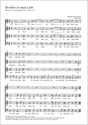 Der Herr ist mein Licht Partition, In dieser Ausgabe / in this edition: Coro SATB