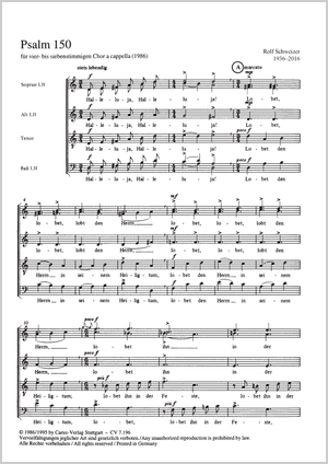 Rolf Schweizer: Psalm 150 - Noten | Carus-Verlag