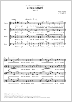 Lobet den Herrn Psalm 113 Partitur