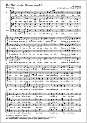 Das Volk, das im Finstern wandelt Score