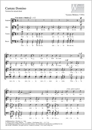 Vytautas Miskinis Cantate Domino Sheet Music Buy Choral Sheet Music