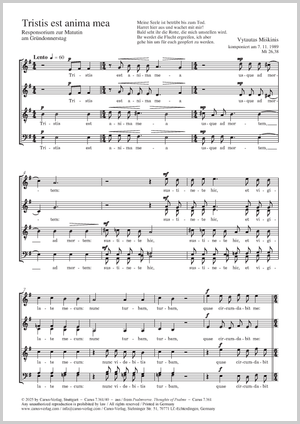 Responsory to Matins on Maundy Thursday Score, separate edition from collection