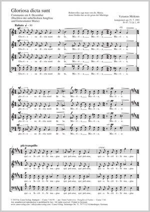Communio le 8 décembre (solennité de la Vierge immaculée et mère de Dieu) Partition, édition séparée d’une collection