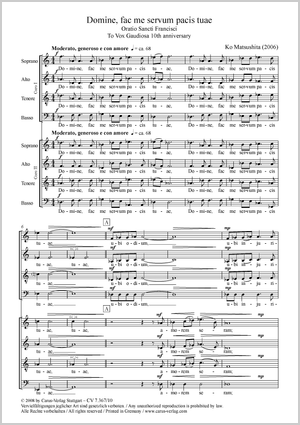 Domine, fac me servum pacis tuae Oratio Sancti Francisci Partitur