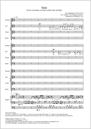 Kay Johannsen: Veni - Noten | Carus-Verlag