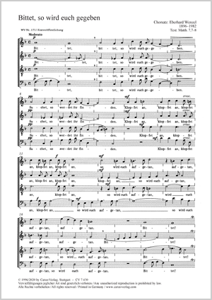 Bittet, so wird euch gegeben Partitur, Einzelausgabe aus Chorbuch