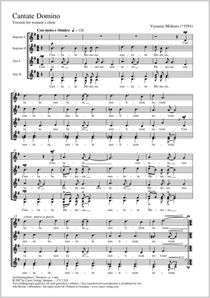 Vytautas Miskinis Cantate Domino Sheet Music Buy Choral Sheet Music
