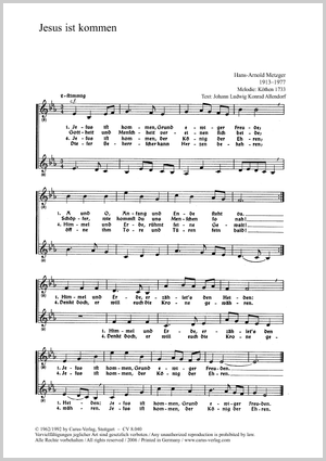 Jesus ist kommen, Grund ewiger Freude Score