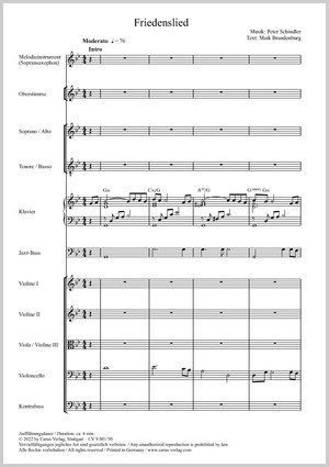 Peter Schindler: Friedenslied - Noten | Carus-Verlag