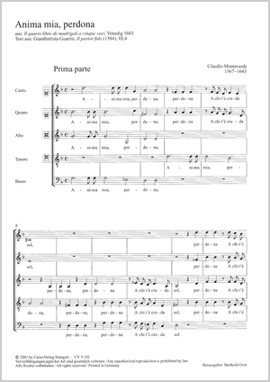 Anima mia; Che se tu Score