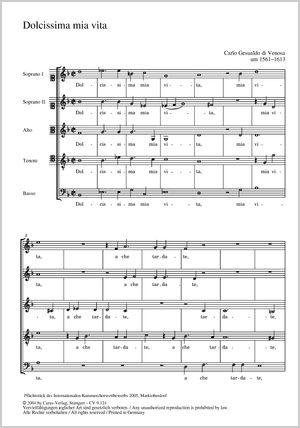 Carlo Gesualdo di Venosa: Dolcissima mia vita - Noten | Carus-Verlag