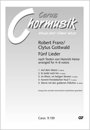 Five songs based on words by Heinrich Heine. Vocal transcriptions by Clytus Gottwald Score