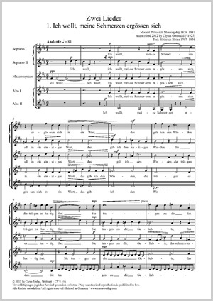 Modest Petrovich Mussorgskij: Zwei Lieder. Vokaltranskriptionen von Clytus Gottwald - Noten | Carus-Verlag