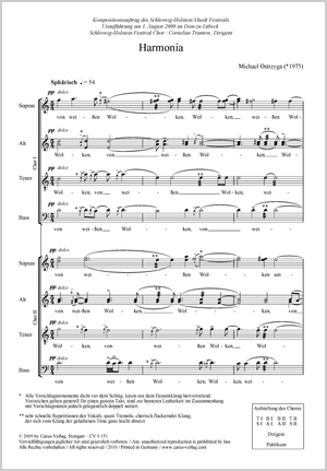 Michael Ostrzyga: Harmonia - Noten | Carus-Verlag