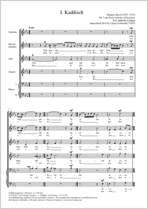 Thumbnail: Maurice Ravel / Clytus Gottwald (arr.): Deux mélodies hebraïques. Vocal transcriptions von Clytus Gottwald