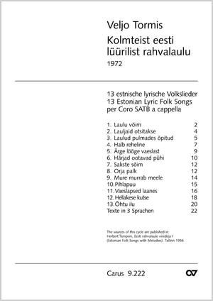 13 estnische lyrische Volkslieder Partitur
