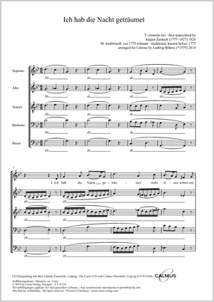 Thumbnail: Ludwig Böhme (arr.): Ich hab die Nacht geträumet